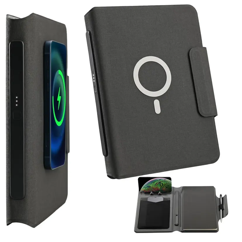 Kablosuz şarj özelliğine sahip çok bölmeli powerbank organizer