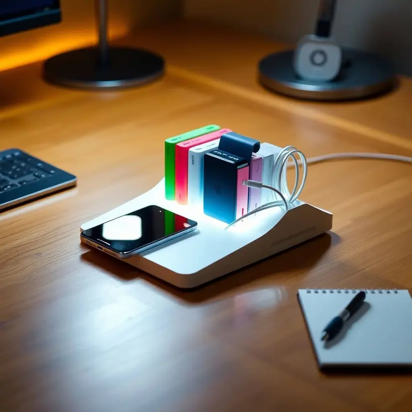 Logolu powerbank ve Usb bellek bulunan teknoloji aksesuarları seti