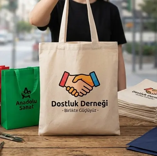 Ham bezden üretilmiş, logolu kurumsal etkinlikler için uygun promosyon çanta