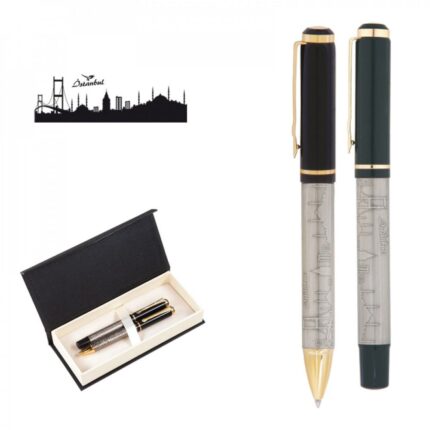 Kabartma Figürlü Metal Roller Tükenmez Kalem Seti - ym661-RT kodlu ürün görseli