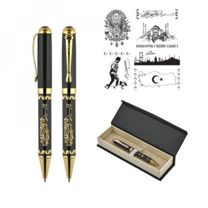 Kabartma Figürlü Metal Tükenmez Kalem Seti - ym685-KT kodlu ürün görseli