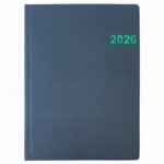 2026 yıl baskılı mavi ajanda, ofis ve günlük planlama için şık ve kullanışlı tasarım.
