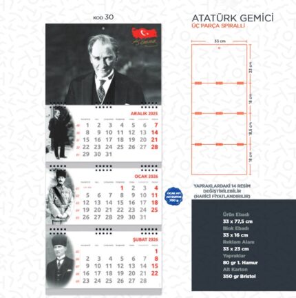 Atatürk Gemici Takvimi - Kod:30 kodlu ürün görseli