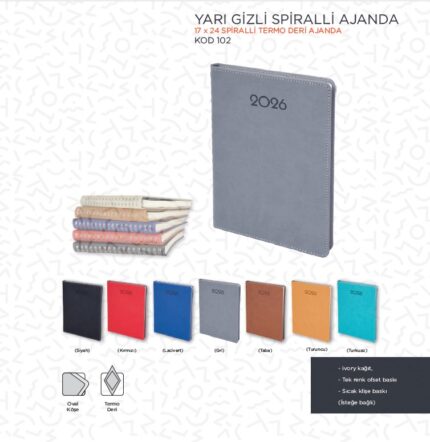 2026 Gizli Spiralli Ajanda - e102 kodlu ürün görseli
