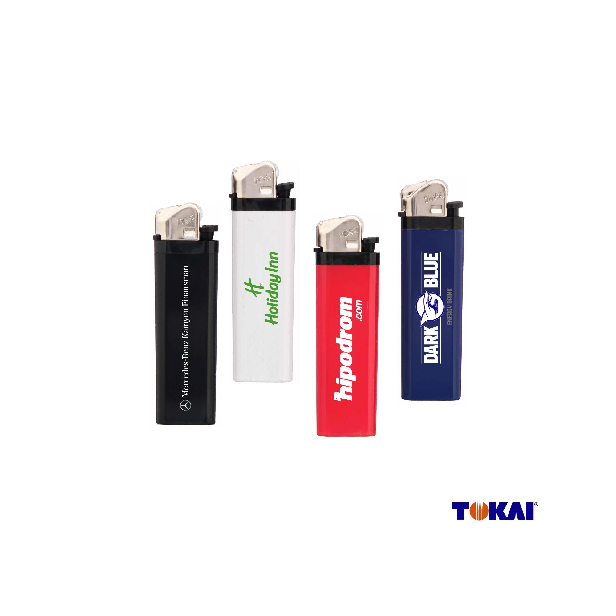 tokai-promosyon-tasli-cakmak-1 8 cm x 2,2 cm boyutlarında Tokai taşlı sibopsuz promosyon çakmak genel görünümü.